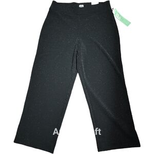 Anne Klein Black Glitter Wide-Leg Petite Pull-on Pants